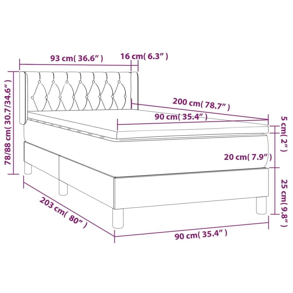 Giroletto a Molle con Materasso Crema 90x200 cm inTessuto | homemem39