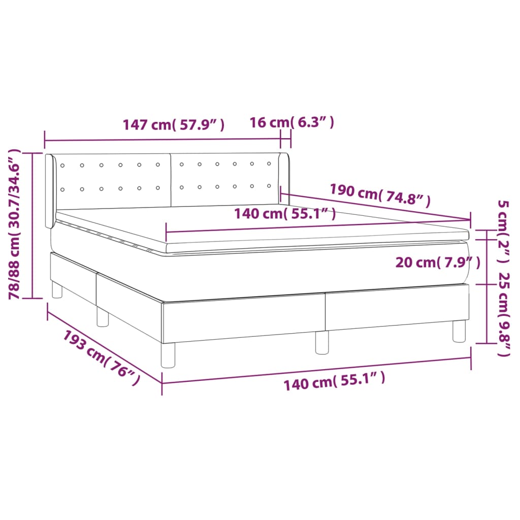 Giroletto a Molle con Materasso Crema 140x190 cm in Similpelle