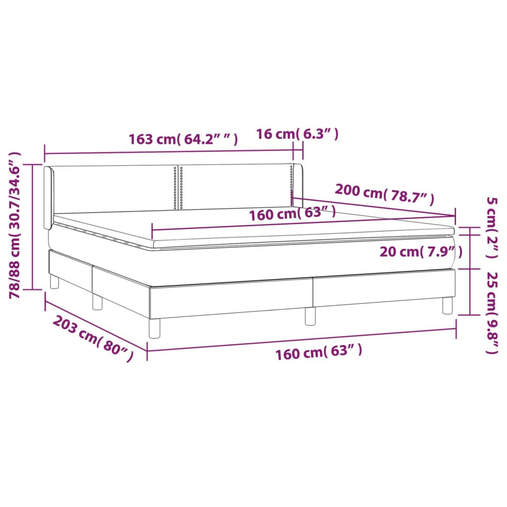 Giroletto a Molle con Materasso Rosa 160x200 cm in Velluto | homemem39