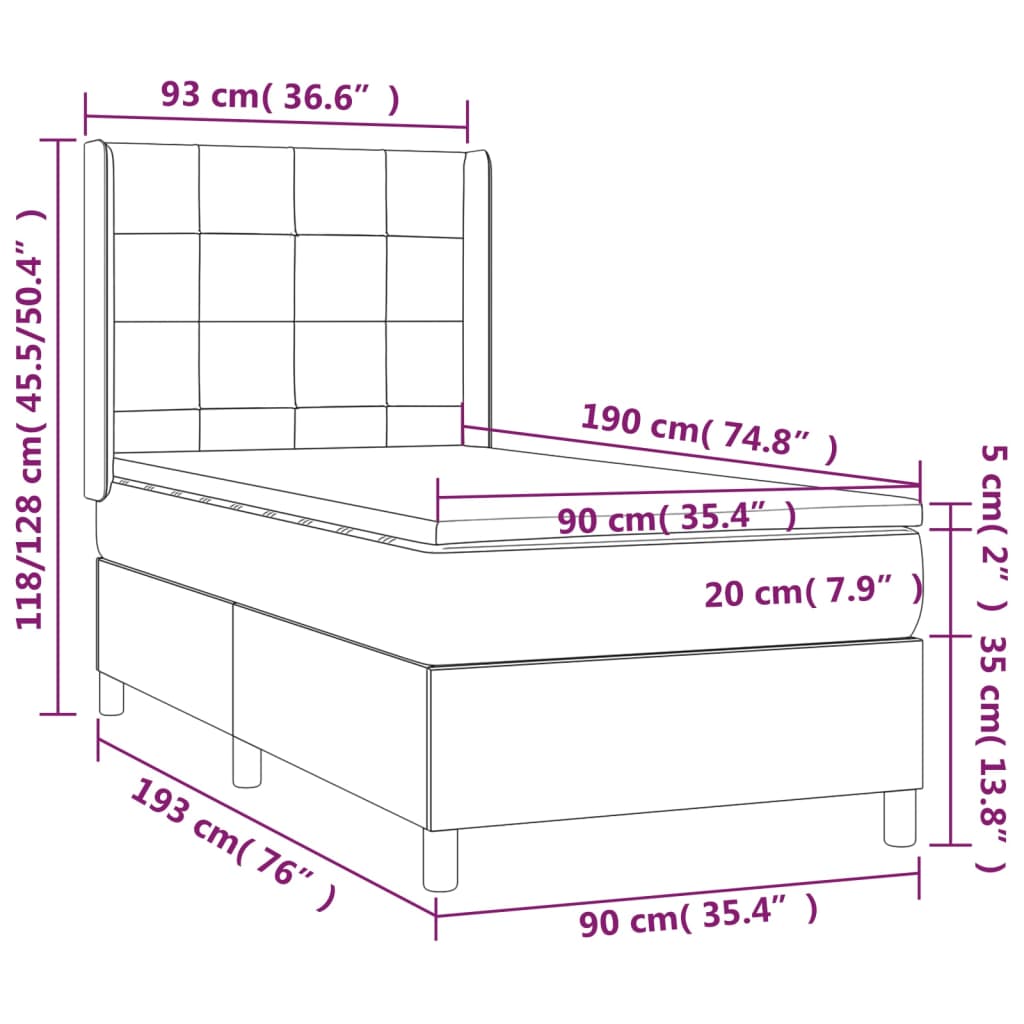 Giroletto a Molle con Materasso Marrone Scuro 90x190cm Tessuto | homemem39