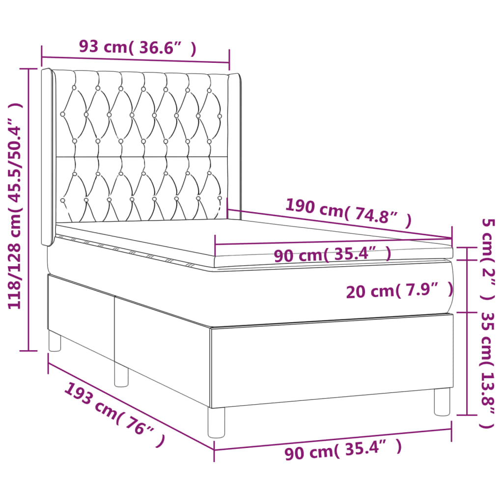 Giroletto a Molle con Materasso Blu 90x190 cm in Tessuto | homemem39