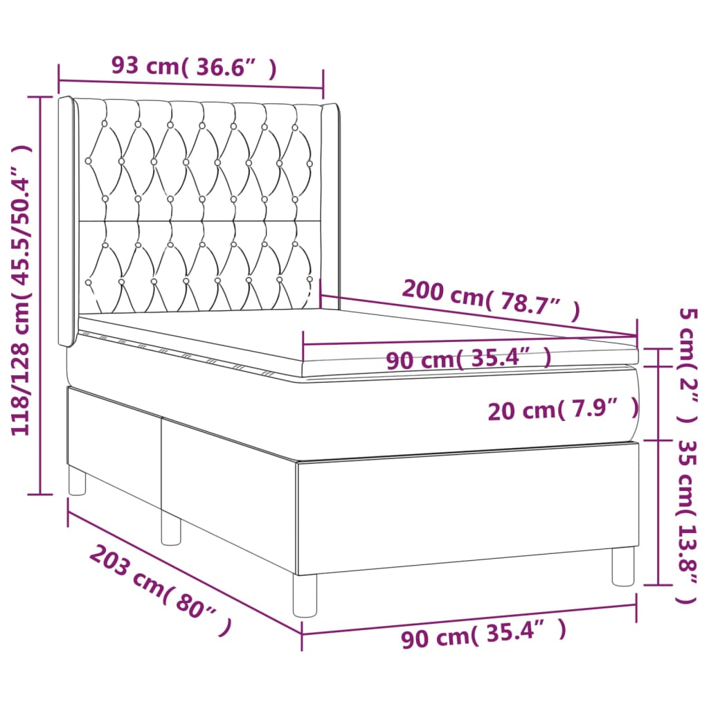 Giroletto a Molle con Materasso Crema 90x200 cm inTessuto | homemem39
