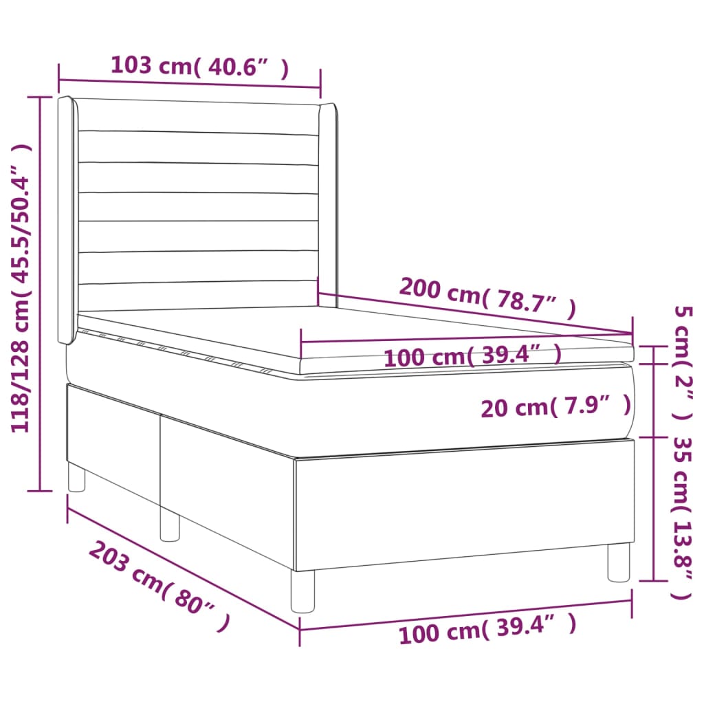 Giroletto a Molle con Materasso Blu 100x200 cm in Tessuto | homemem39