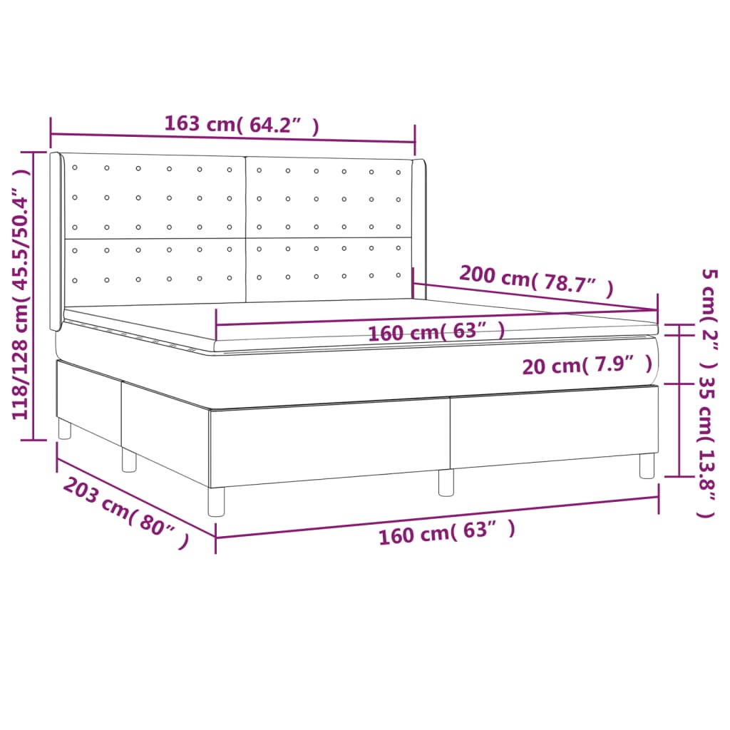 Giroletto a Molle con Materasso Rosa 160x200 cm in Velluto | homemem39