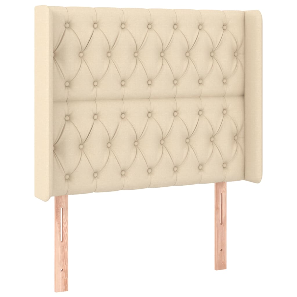 Letto a Molle con Materasso e LED Crema 90x190 cm in Tessuto