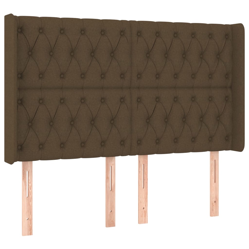 Letto a Molle Materasso e LED MarroneScuro 140x190cm in Tessuto