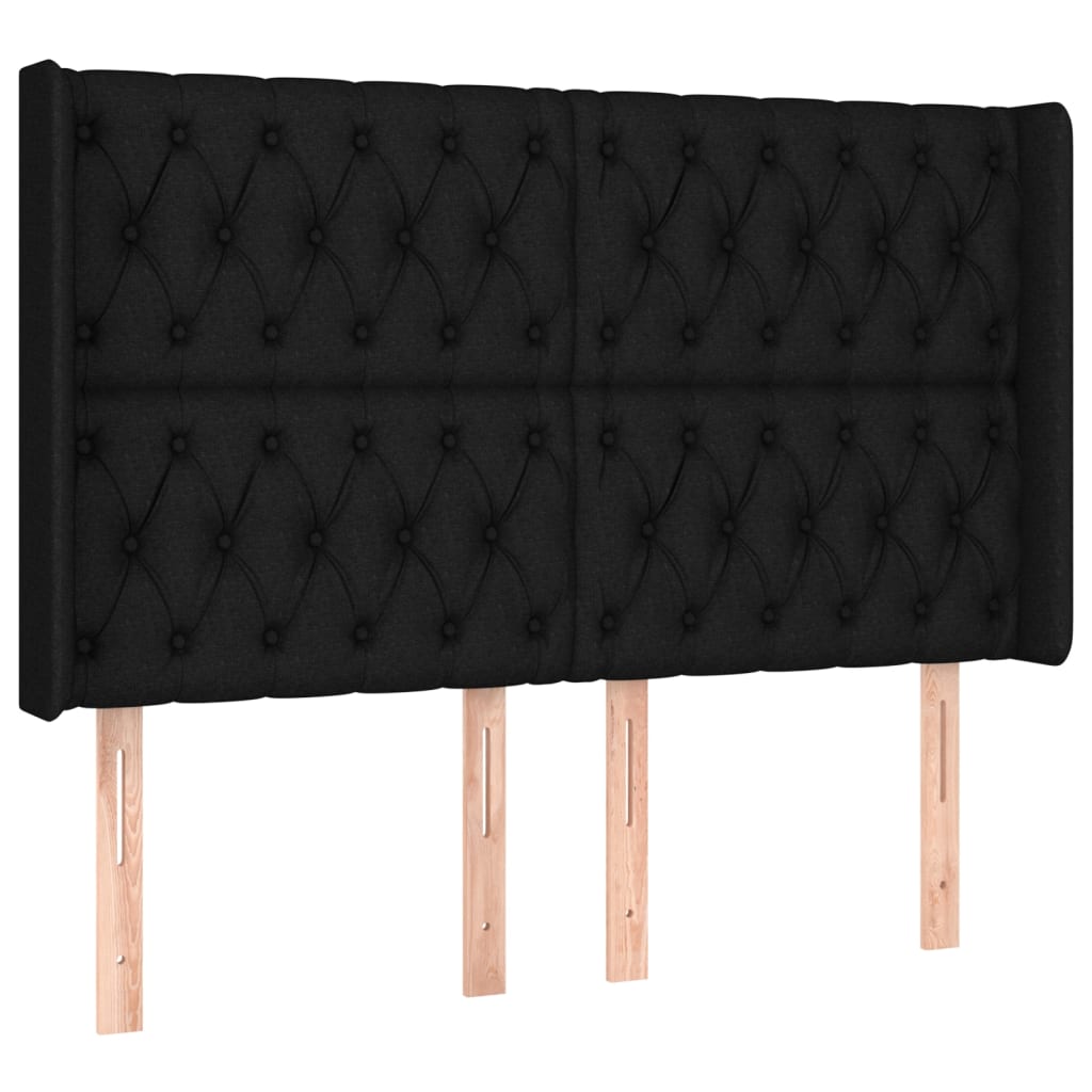 Letto a Molle con Materasso e LED Nero 140x200 cm in Tessuto