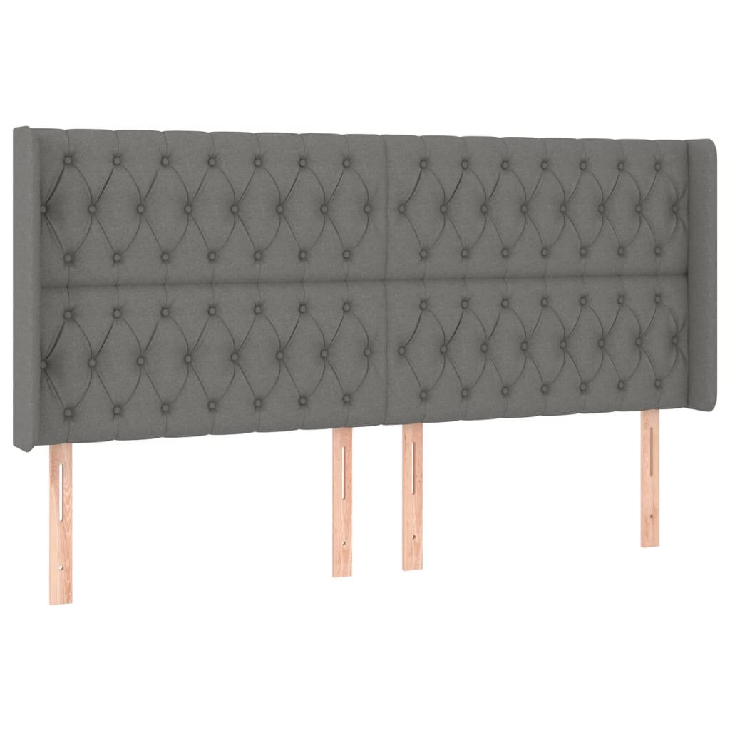 Letto a Molle Materasso e LED Grigio Scuro 200x200cm in Tessuto