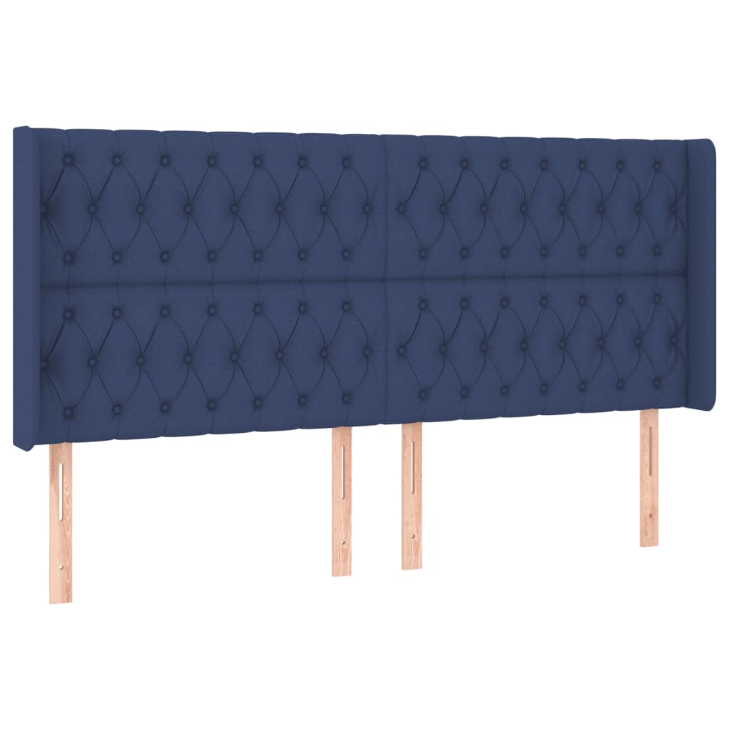 Letto a Molle Materasso e LED Blu 200x200cm in Tessuto