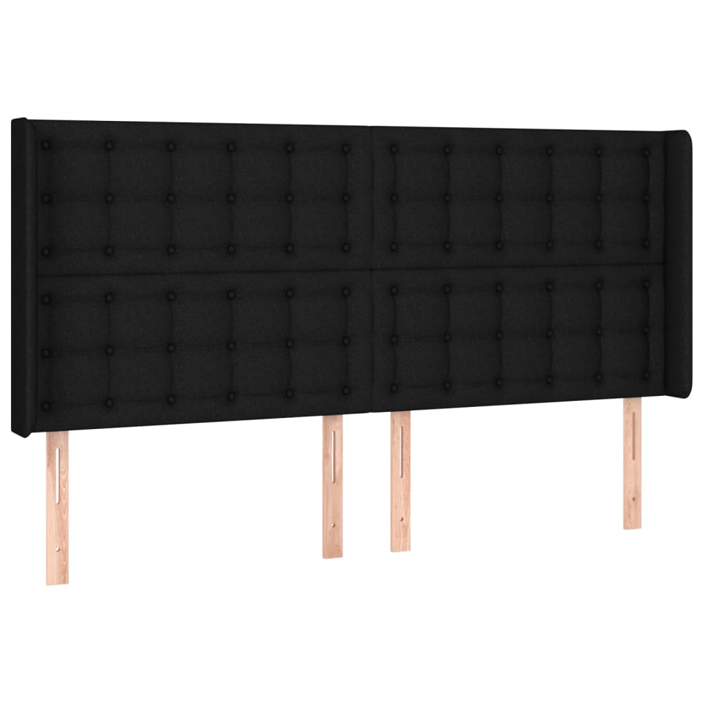 Letto a Molle Materasso e LED Nero 200x200cm in Tessuto