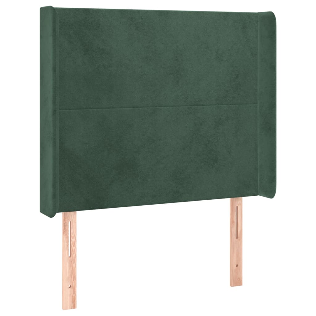 Letto a Molle con Materasso e LED Verde Scuro 80x200cm Velluto