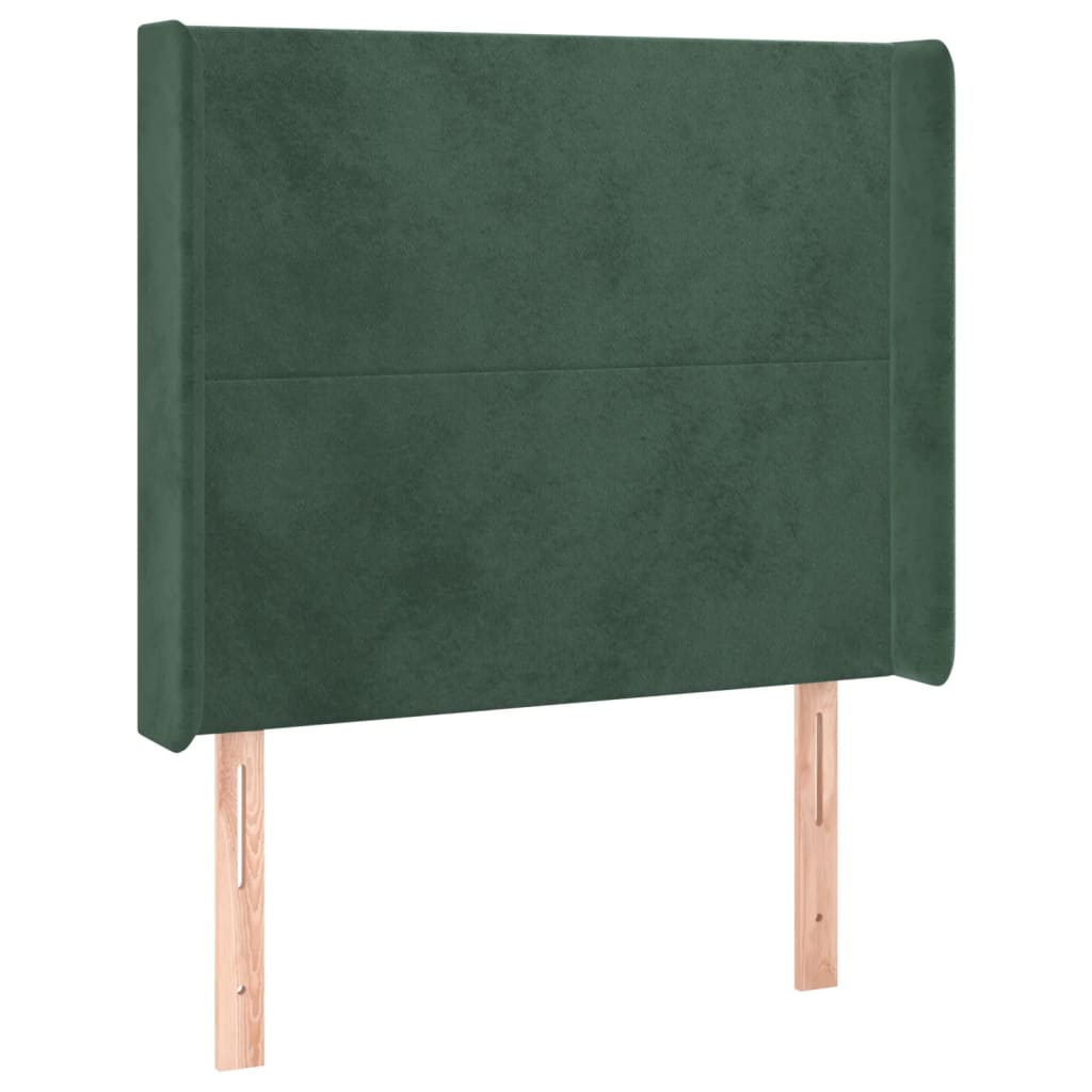 Letto a Molle con Materasso e LED Verde Scuro 90x200cm Velluto