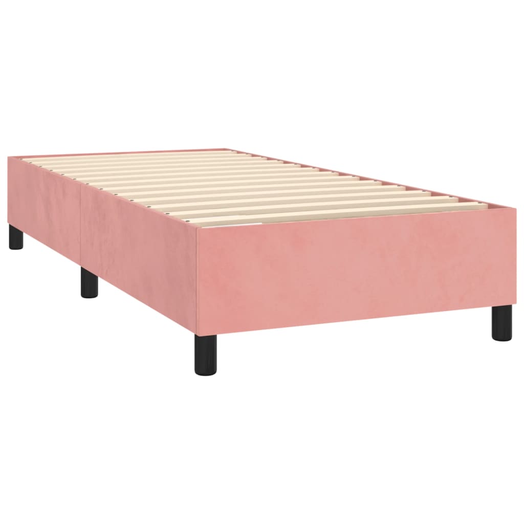 Letto a Molle con Materasso e LED Rosa 90x200 cm in Velluto - homemem39