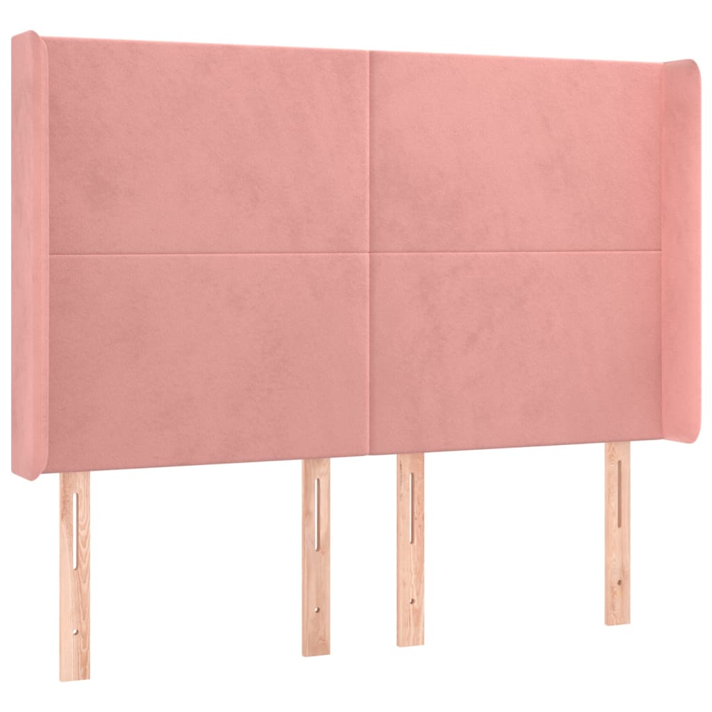 Letto a Molle con Materasso e LED Rosa 140x190 cm in Velluto
