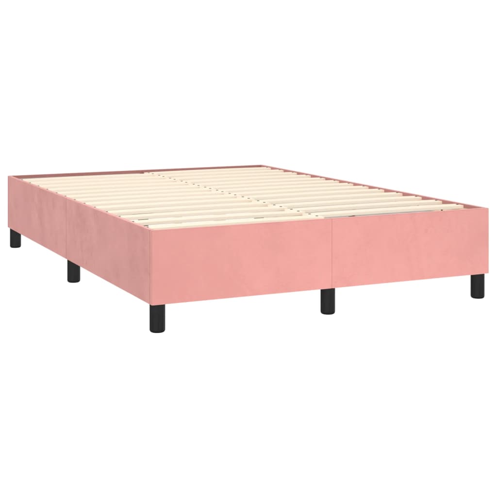 Letto a Molle con Materasso e LED Rosa 140x200 cm in Velluto