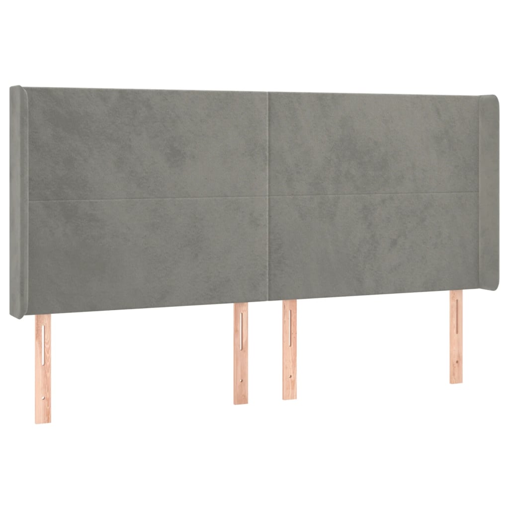 Letto a Molle Materasso e LED Grigio Chiaro 160x200 cm Velluto