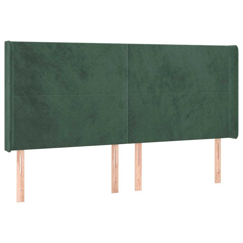 Letto a Molle con Materasso e LED Verde Scuro 160x200cm Velluto