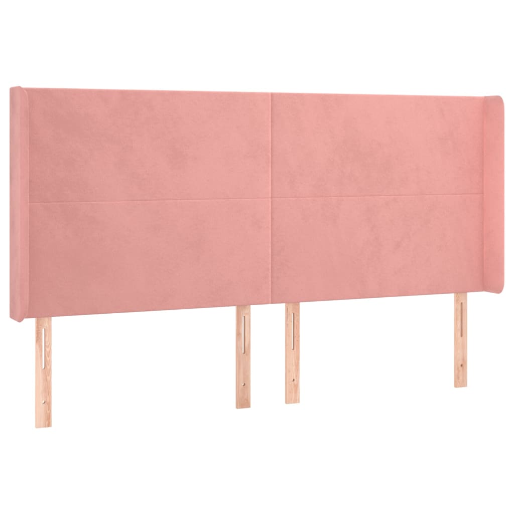 Letto a Molle con Materasso e LED Rosa 160x200 cm in Velluto