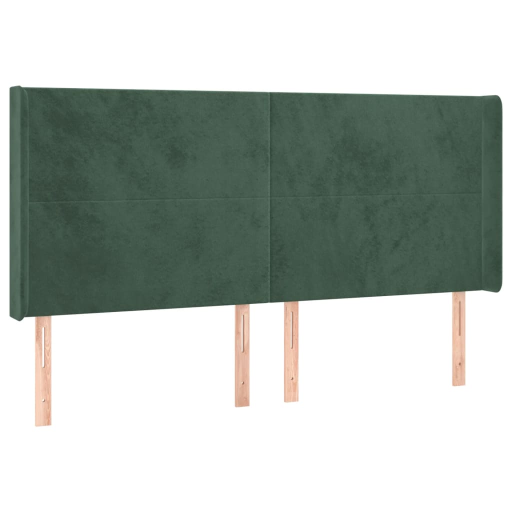 Letto a Molle con Materasso e LED Verde Scuro 200x200cm Velluto