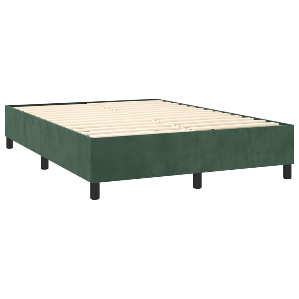 Letto a Molle con Materasso e LED Verde Scuro 140x190cm Velluto
