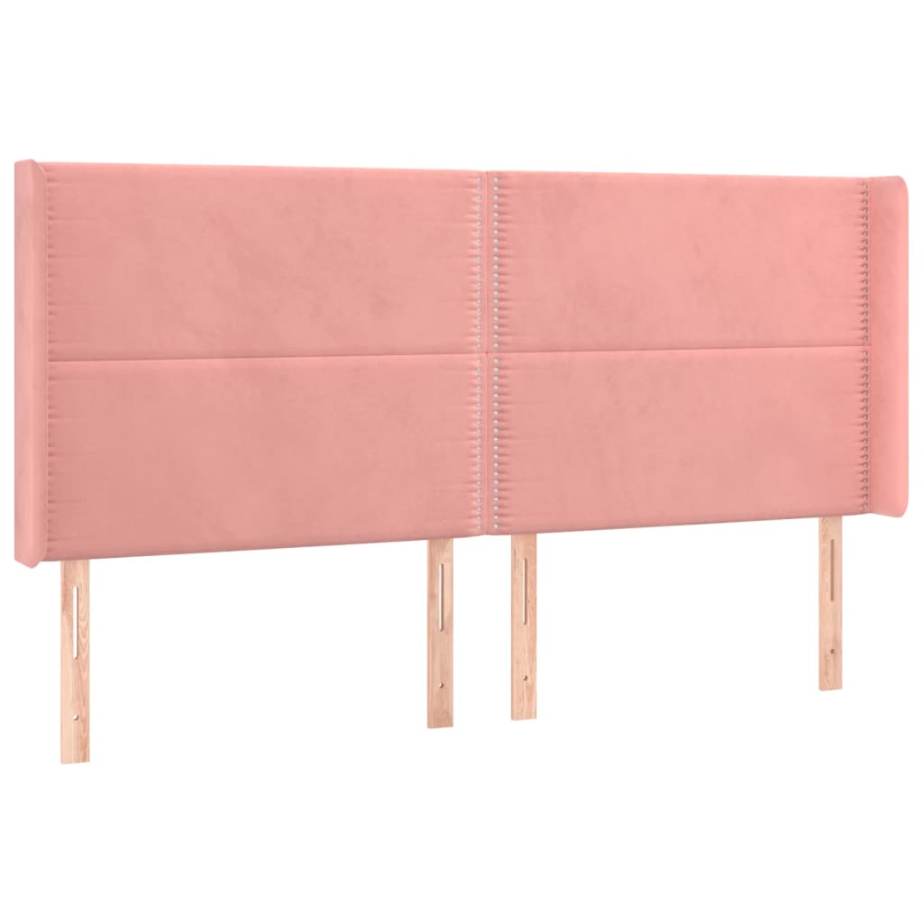 Letto a Molle con Materasso e LED Rosa 160x200 cm in Velluto