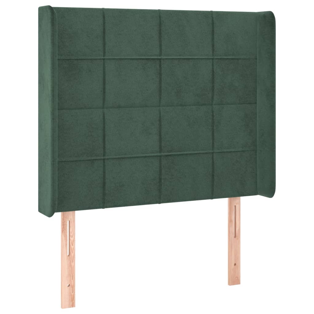 Letto a Molle con Materasso e LED Verde Scuro 80x200cm Velluto