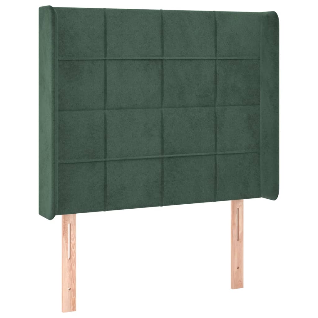 Letto a Molle con Materasso e LED Verde Scuro 90x190 cm Velluto