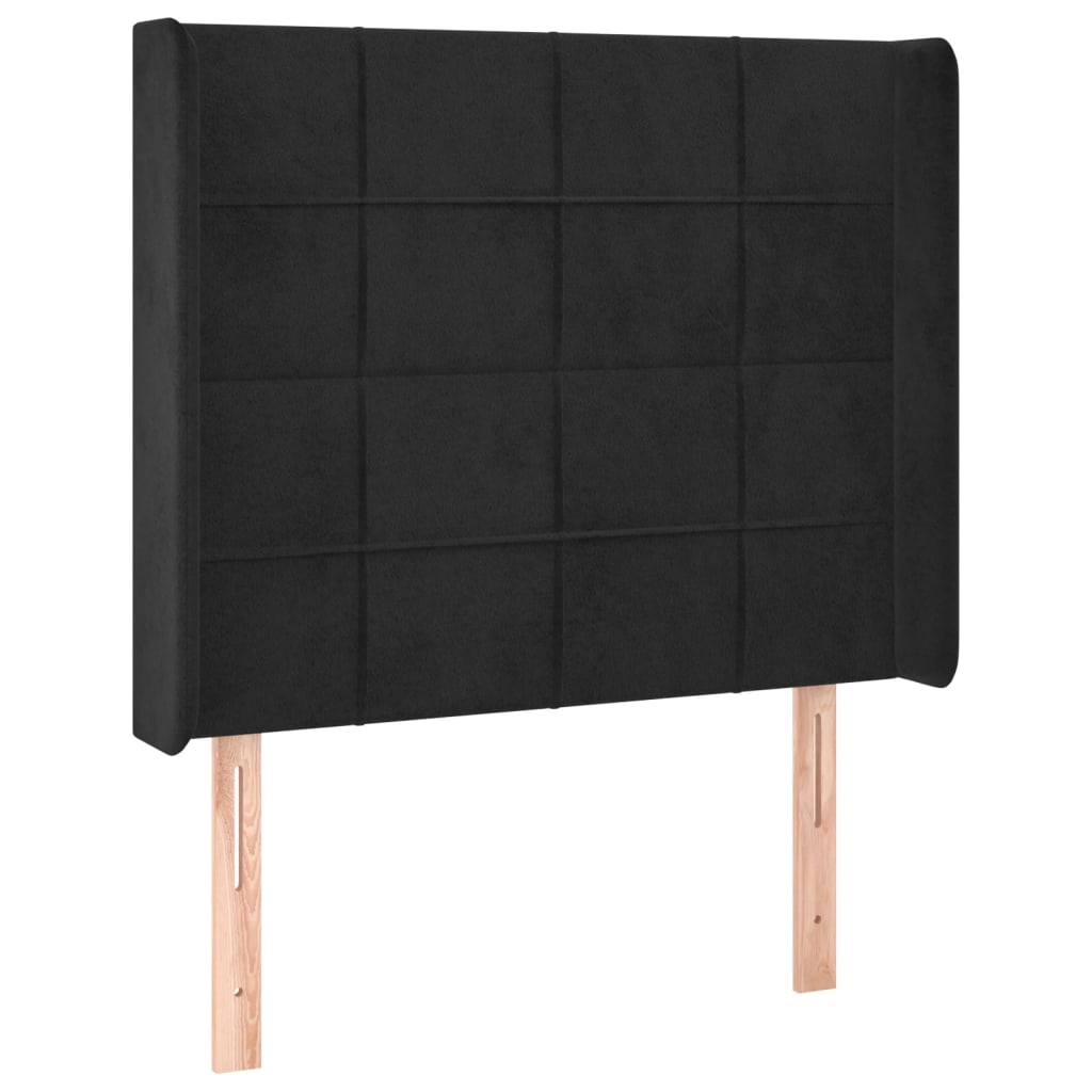 Letto a Molle con Materasso e LED Nero 90x200 cm in Velluto