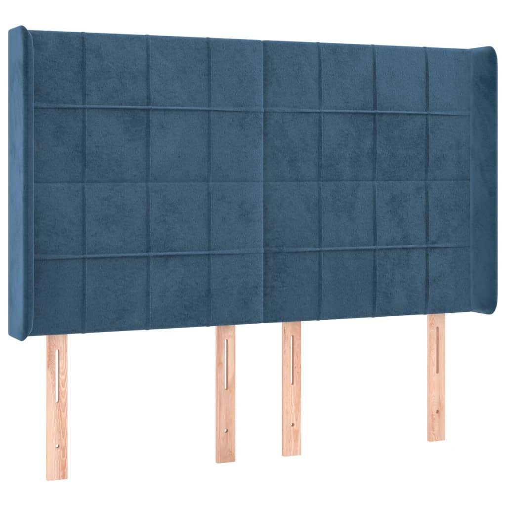 Letto a Molle con Materasso e LED Blu Scuro 140x200 cm