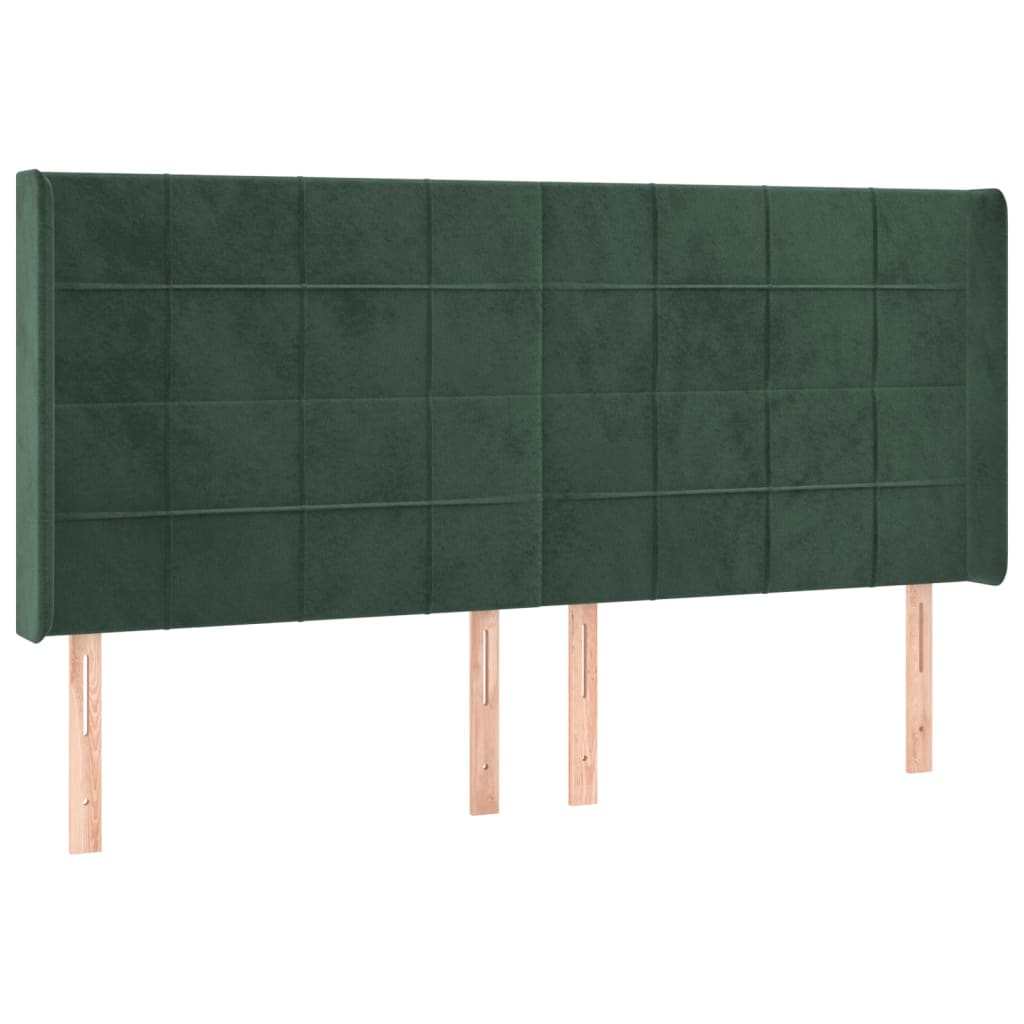 Letto a Molle con Materasso e LED Verde Scuro 160x200cm Velluto