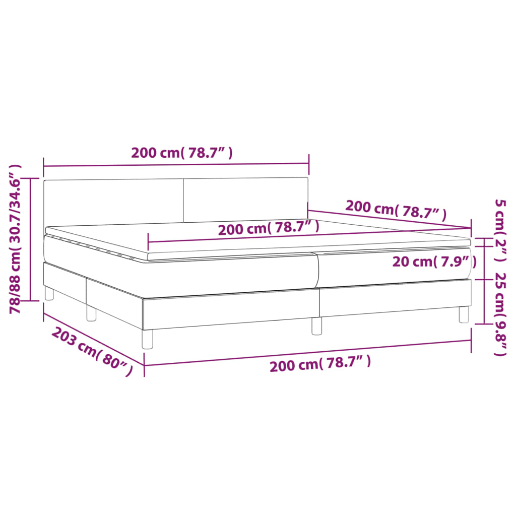 Giroletto Molle con Materasso e LED Bianco 200x200cm Similpelle | homemem39