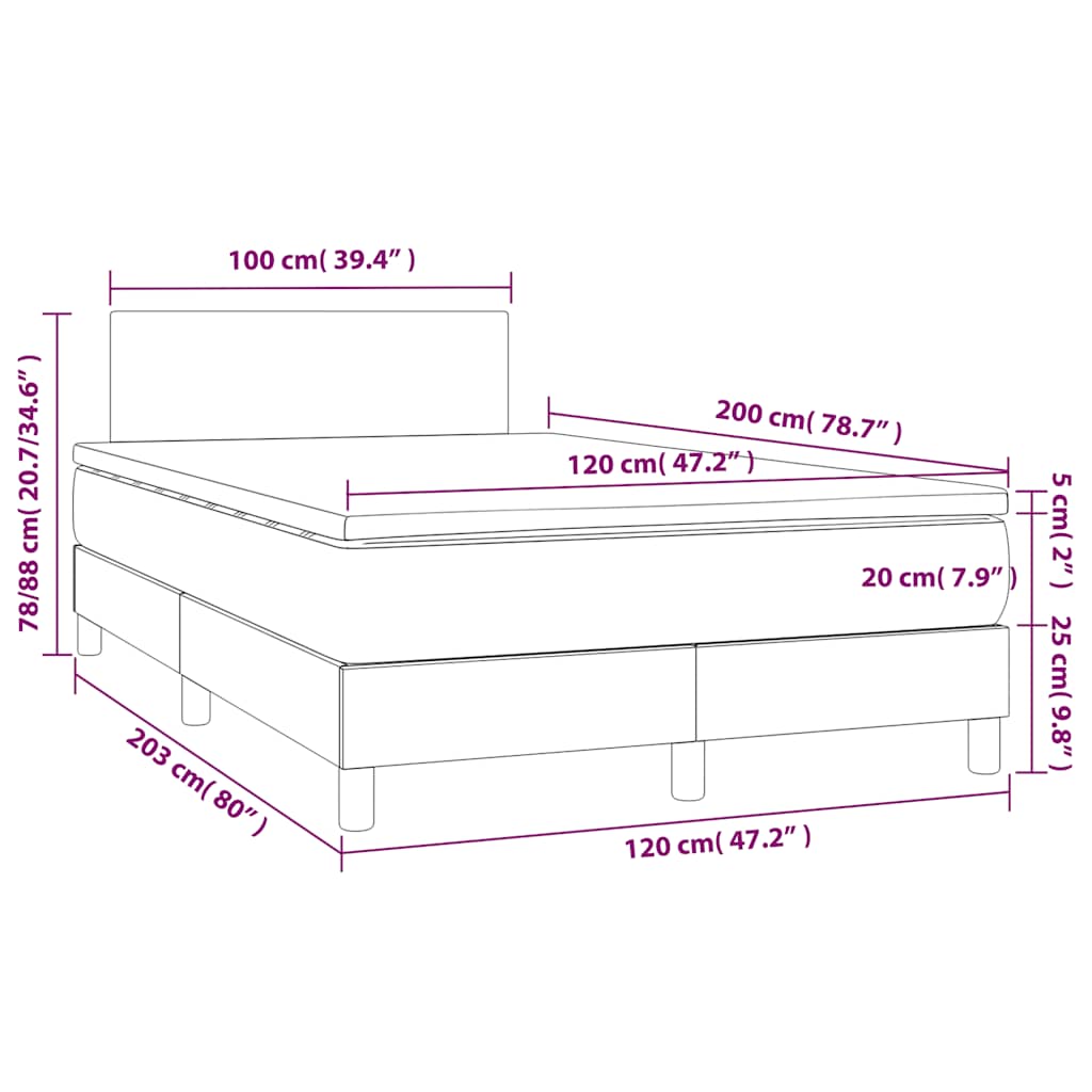Letto a Molle con Materasso e LED Verde Scuro 120x200cm Velluto | homemem39