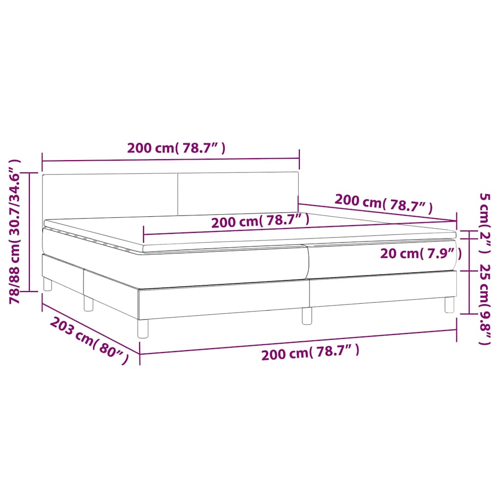 Letto a Molle con Materasso e LED Grigio Chiaro 200x200 cm Velluto | homemem39