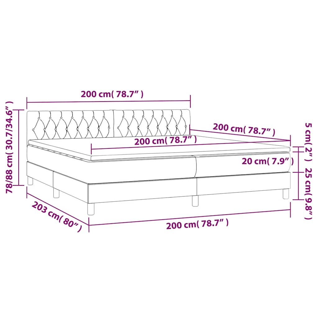 Letto a Molle con Materasso e LED Blu Scuro 200x200 cm | homemem39