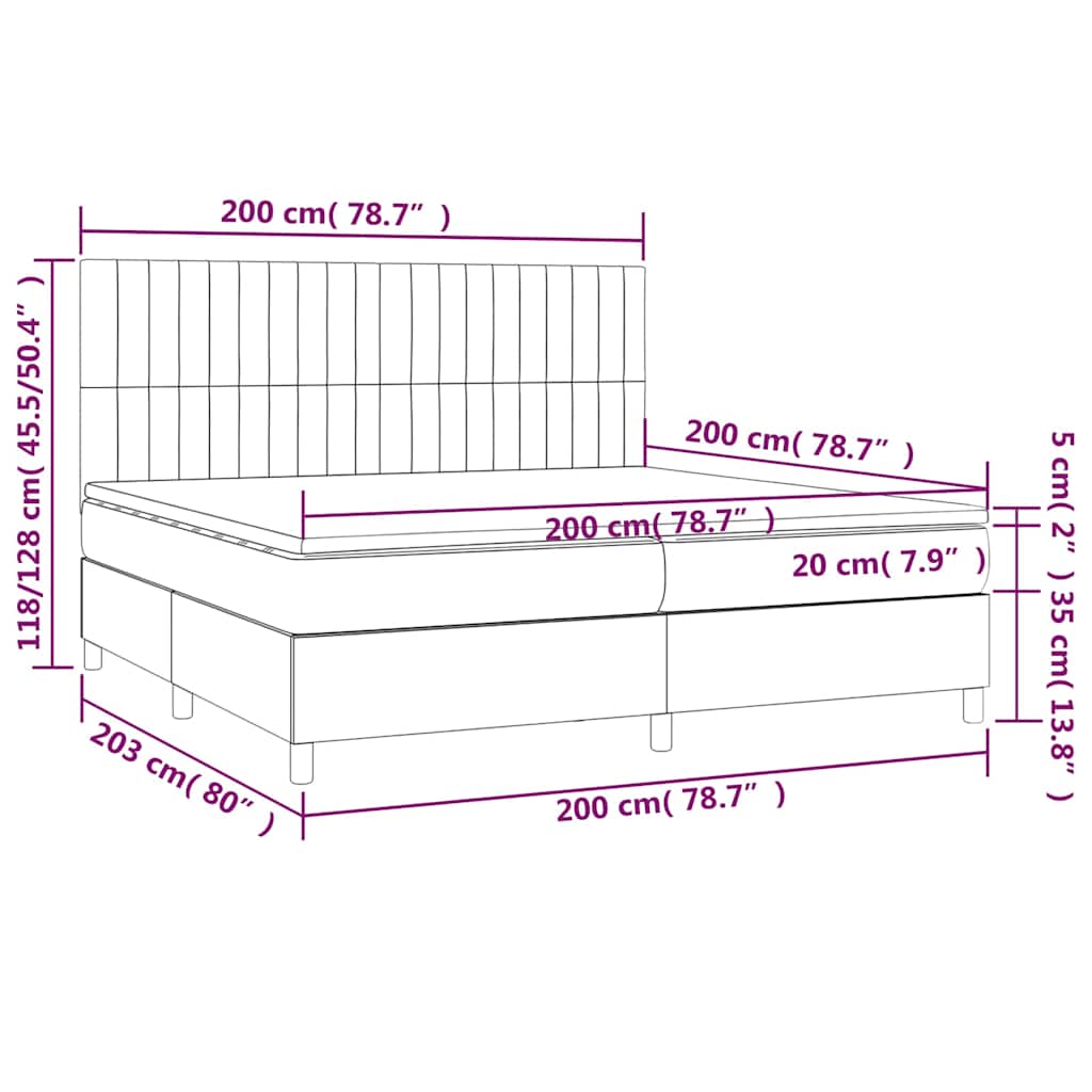Letto a Molle con Materasso e LED Blu Scuro 200x200 cm | homemem39