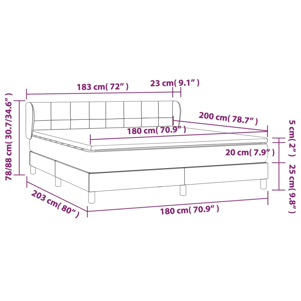 Giroletto a Molle con Materasso Marrone Scuro 180x200cm Tessuto | homemem39