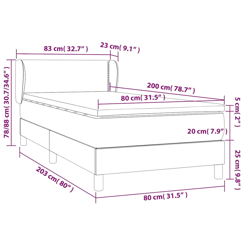 Giroletto a Molle con Materasso Grgio 80x200 cm in Similpelle | homemem39