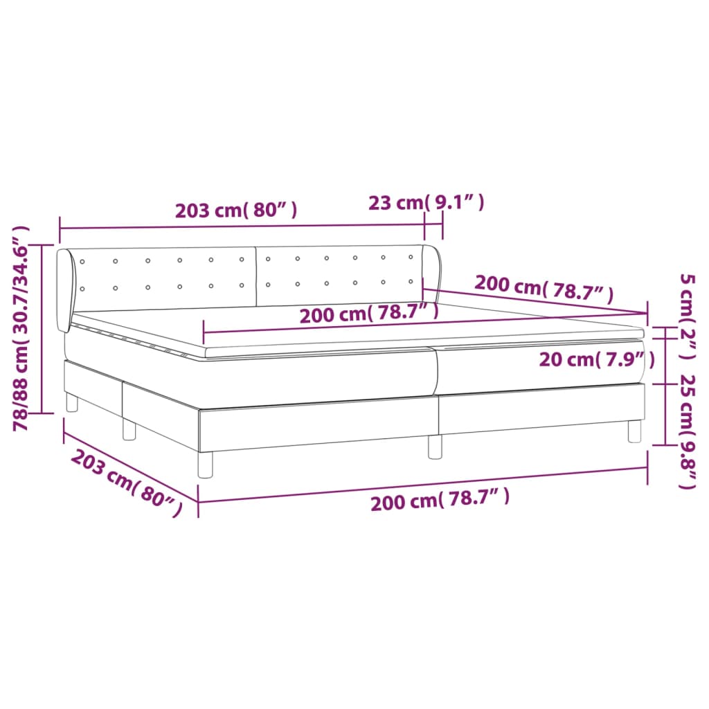 Giroletto a Molle con Materasso Grgio 200x200 cm in Similpelle | homemem39