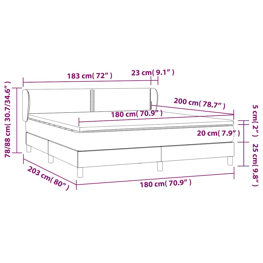 Giroletto a Molle con Materasso Verde Scuro 180x200 cm Velluto | homemem39