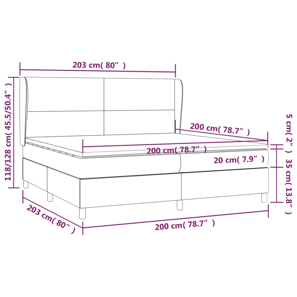 Giroletto a Molle con Materasso Grigio Scuro 200x200 cm Tessuto | homemem39