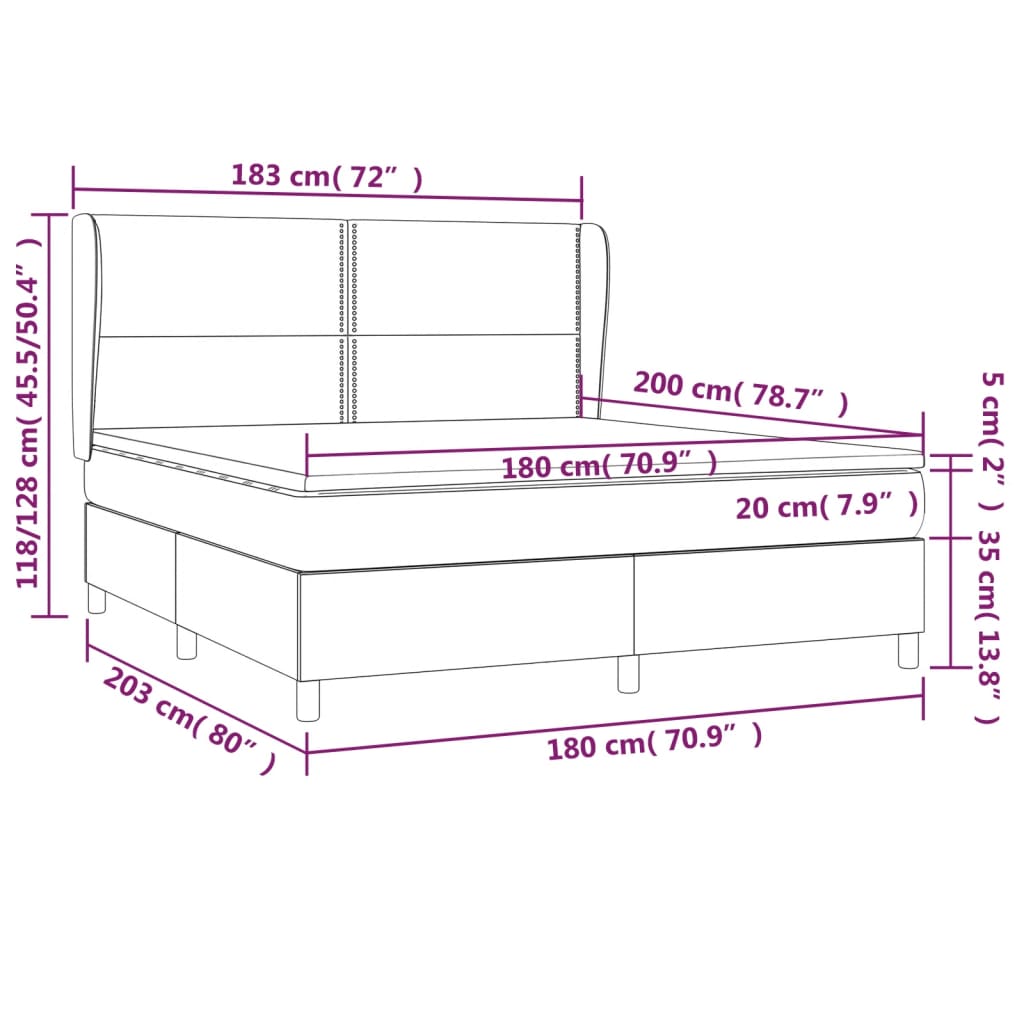 Giroletto a Molle con Materasso Marrone Scuro 180x200cm Tessuto | homemem39