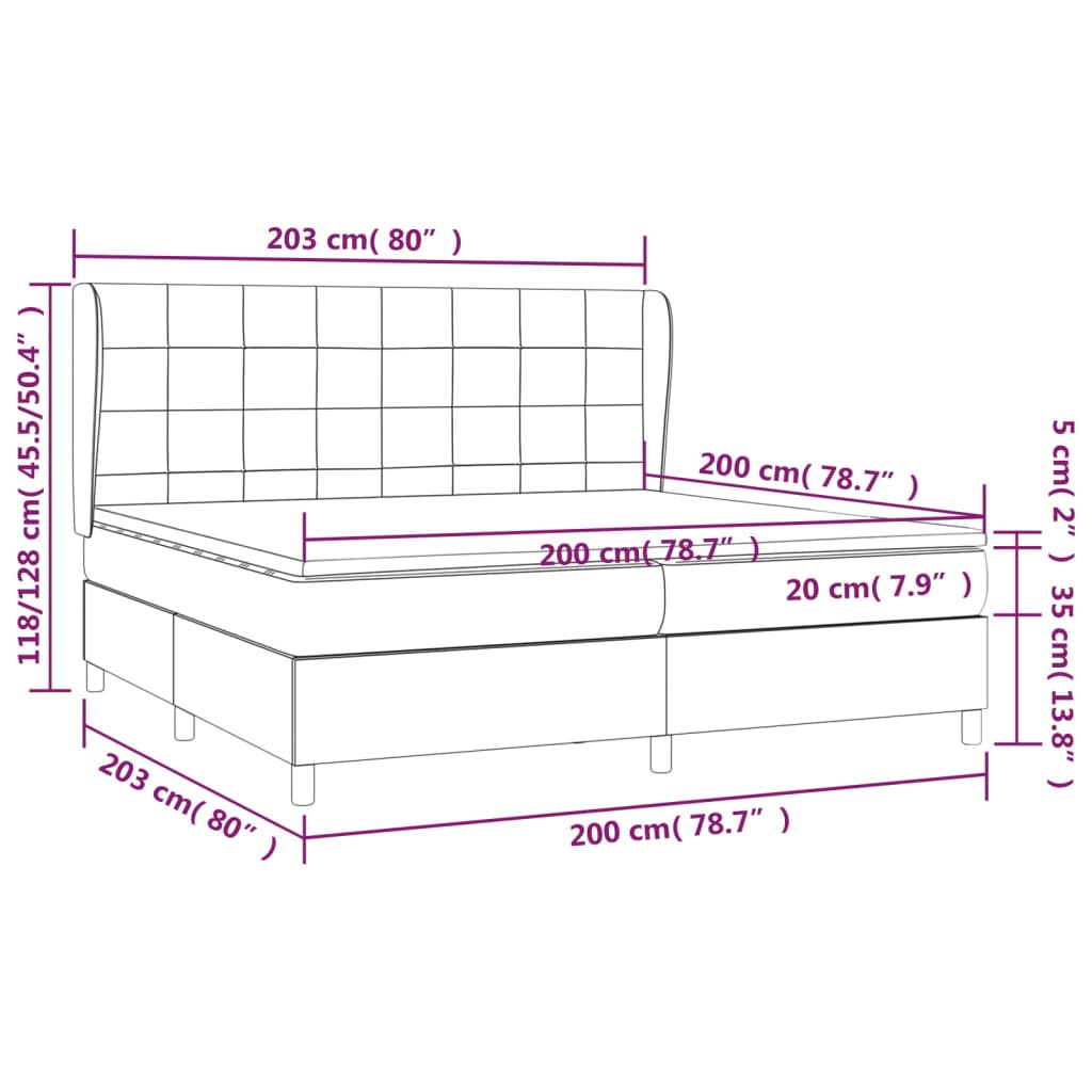 Giroletto a Molle con Materasso Tortora 200x200 cm in Tessuto | homemem39