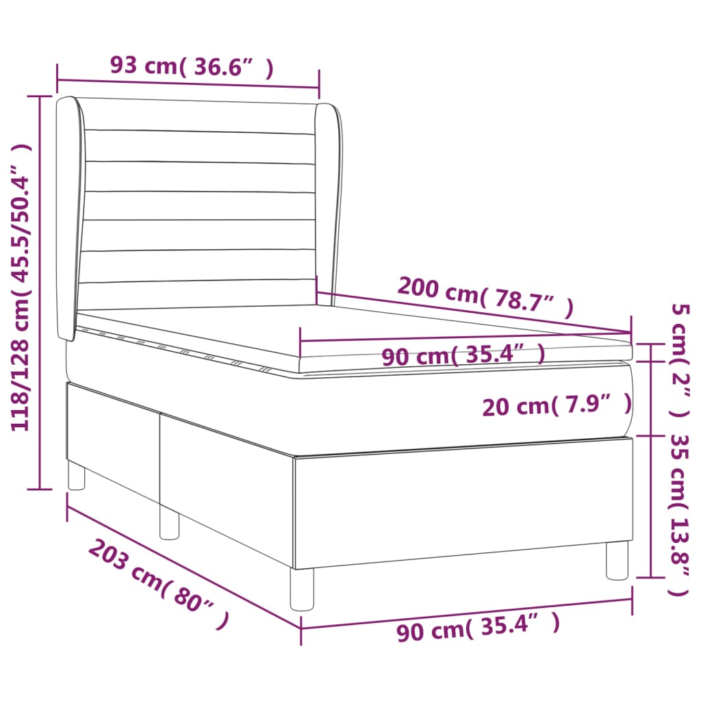 Giroletto a Molle con Materasso Crema 90x200 cm inTessuto | homemem39