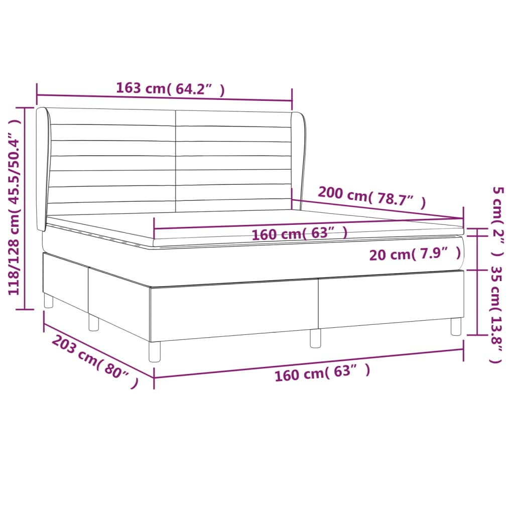 Giroletto a Molle con Materasso Tortora 160x200 cm in Tessuto | homemem39