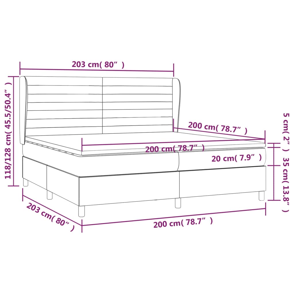 Giroletto a Molle con Materasso Blu 200x200 cm in Tessuto | homemem39