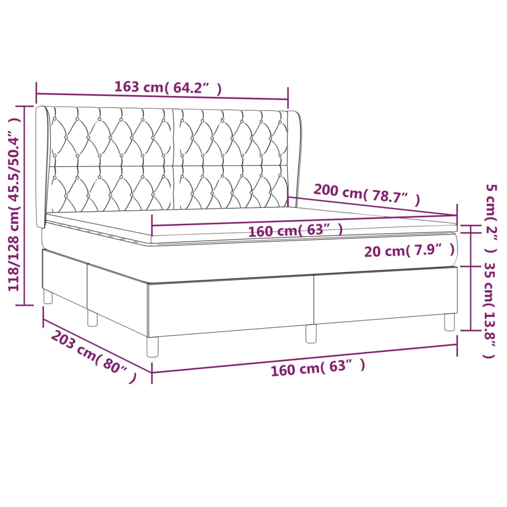 Giroletto a Molle con Materasso Tortora 160x200 cm in Tessuto | homemem39