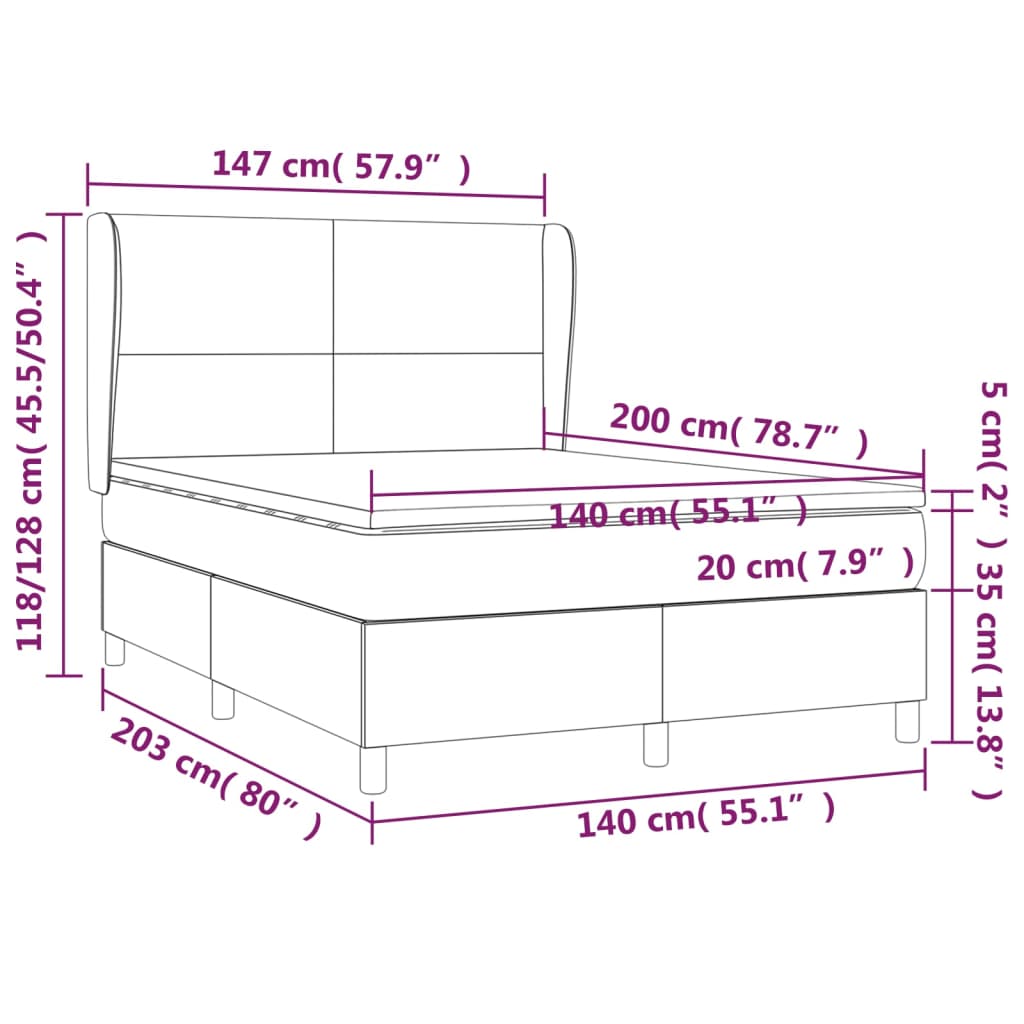 Giroletto a Molle con Materasso Grigio 140x200 cm in Similpelle | homemem39