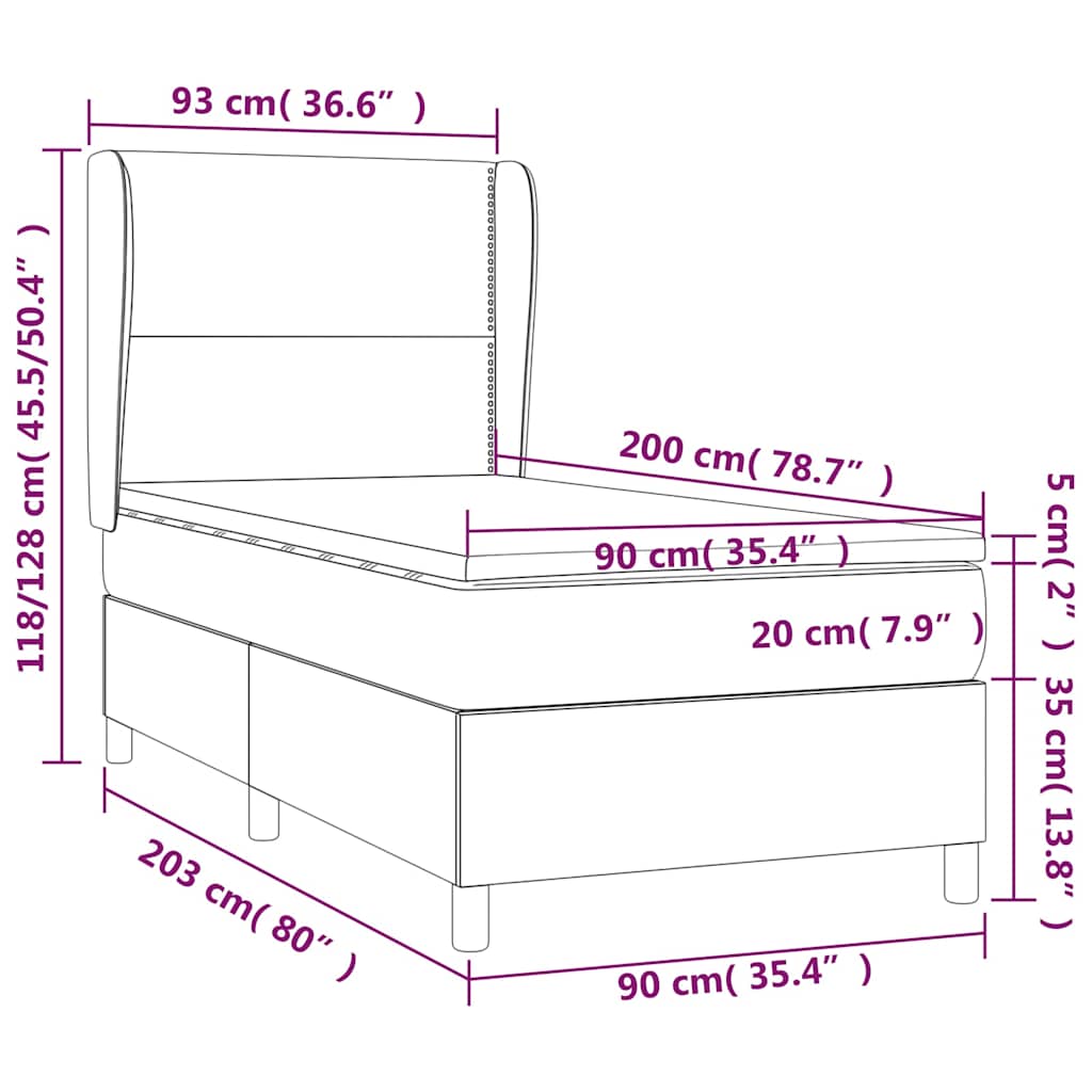 Giroletto a Molle con Materasso Verde Scuro 90x200 cm Velluto | homemem39