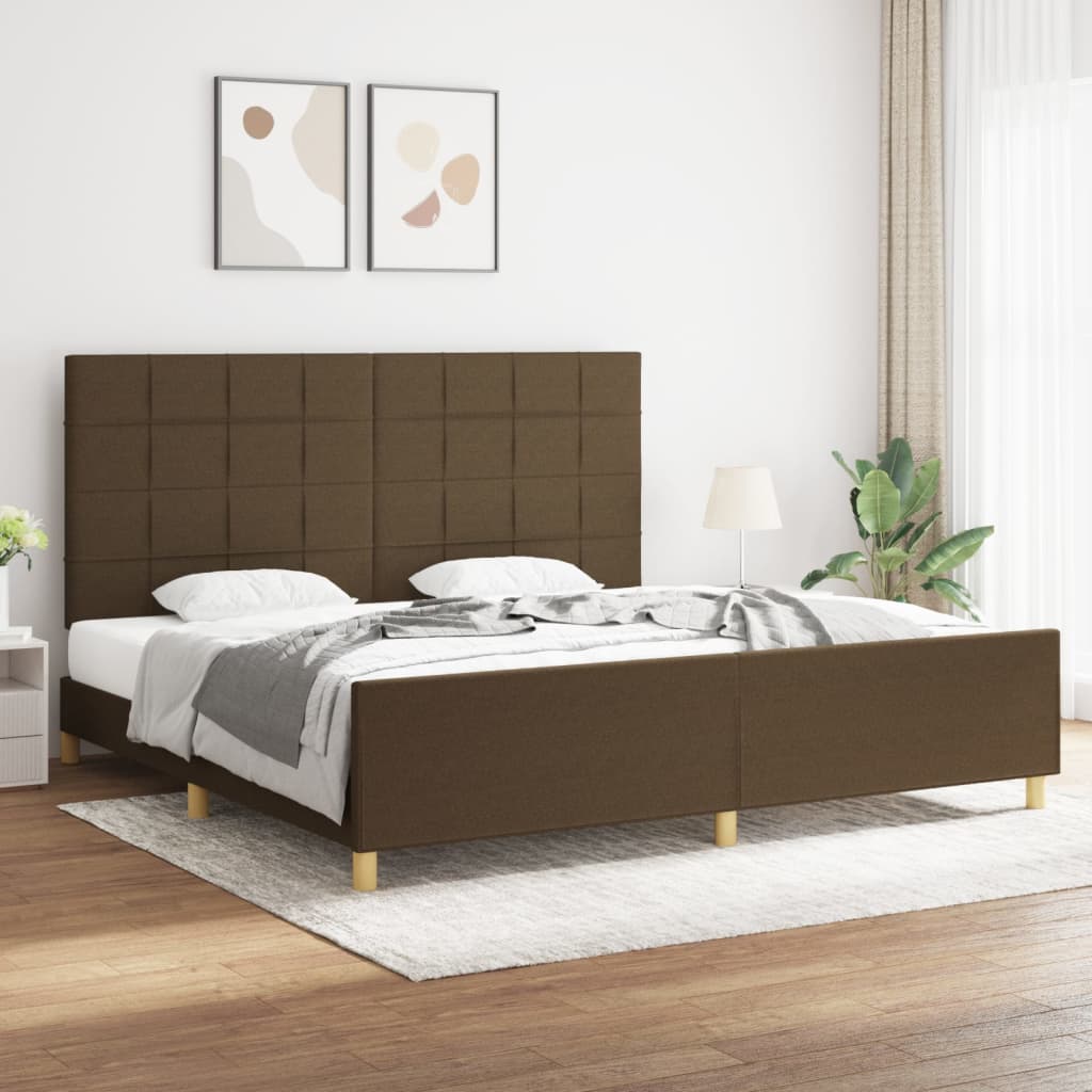 Giroletto senza Materasso Marrone Scuro 200x200 cm in Tessuto