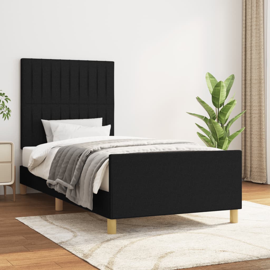 Giroletto senza Materasso Nero 100x200 cm in Tessuto